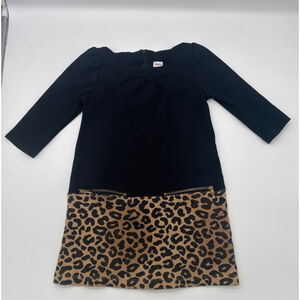 GYMBOREE Casual Dress Size 6 Black with Leopard Print